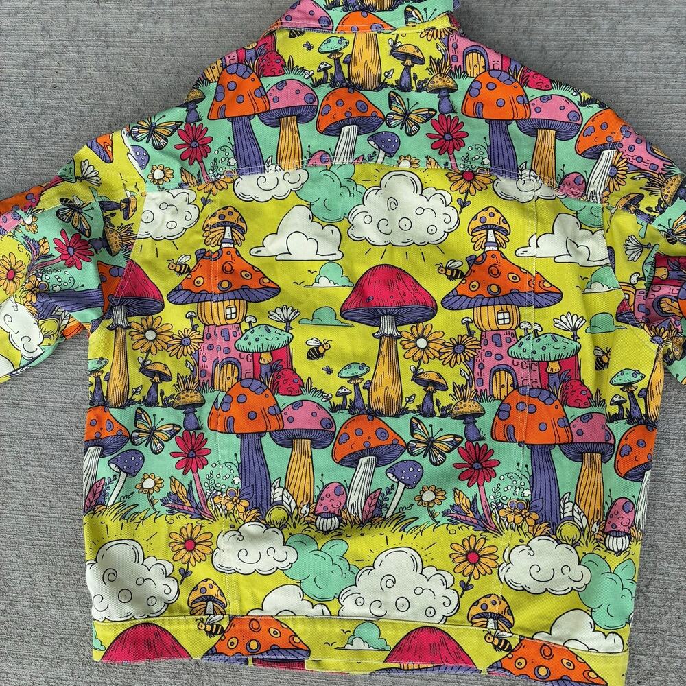 100% Cotton Mushroom Jean Jacket Button Up Mens XL NWOT
